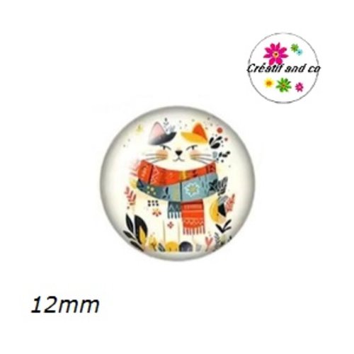 X2 cabochons chat 12mm