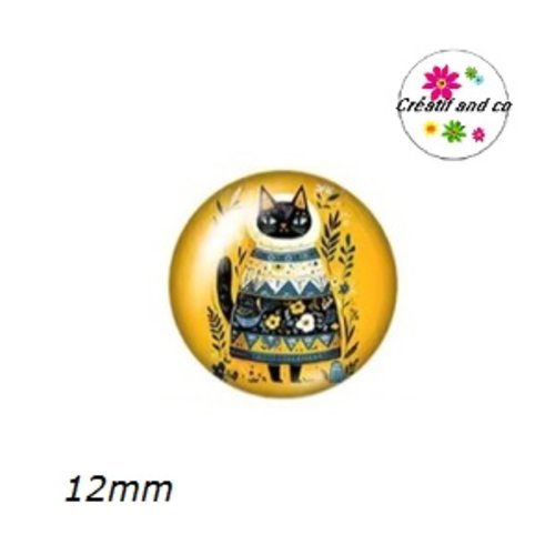 X2 cabochons chat 12mm