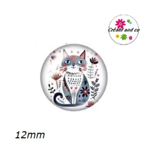 X2 cabochons chat 12mm
