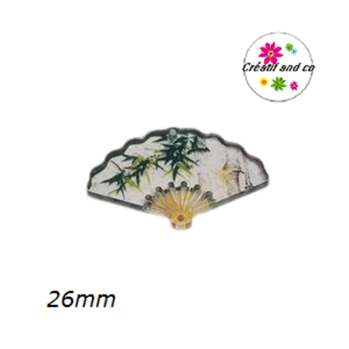 Breloque éventail translucide et vert/jaune  26mm