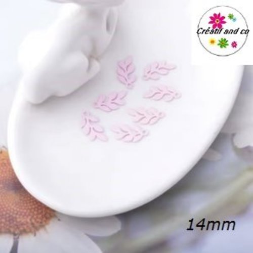 Breloque estampe feuille rose 14mm