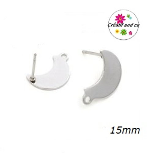 Puce oreille lune acier inoxydable avec anneau