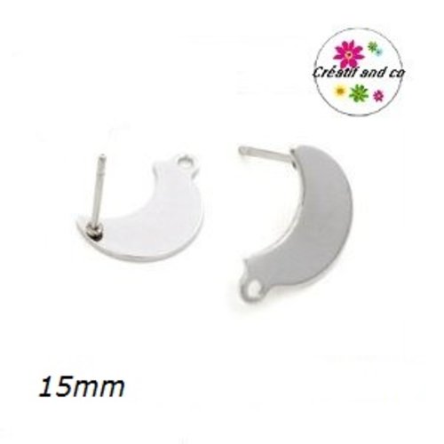 Puce oreille lune avec anneau acier inoxydable