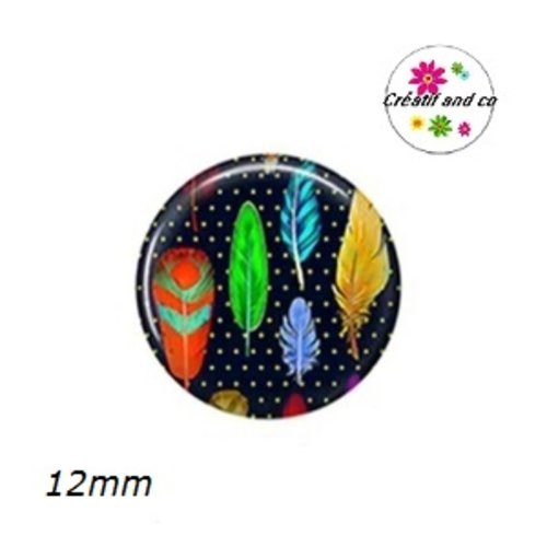 X2 cabochons plumes 12mm