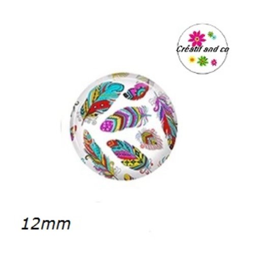 X2 cabochons plumes 12mm