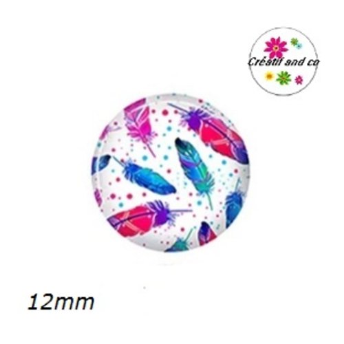 X2 cabochons plumes 12mm