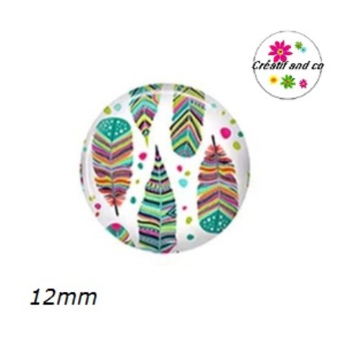 X2 cabochons plumes 12mm
