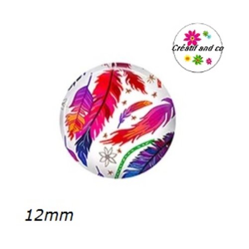 X2 cabochons plumes 12mm