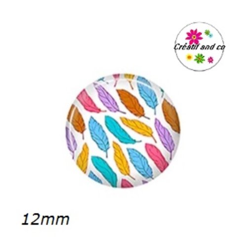 X2 cabochons plumes 12mm
