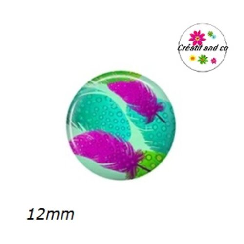 X2 cabochons plumes 12mm