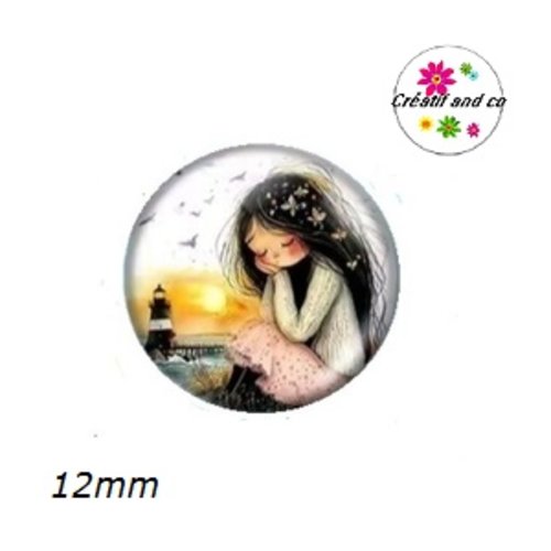X2 cabochons petite fille 12mm