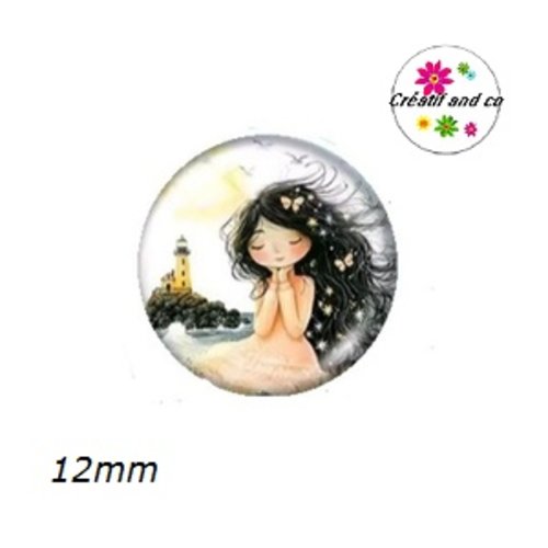 X2 cabochons petite fille 12mm