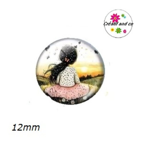 X2 cabochons petite fille 12mm
