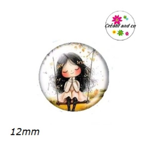 X2 cabochons petite fille 12mm