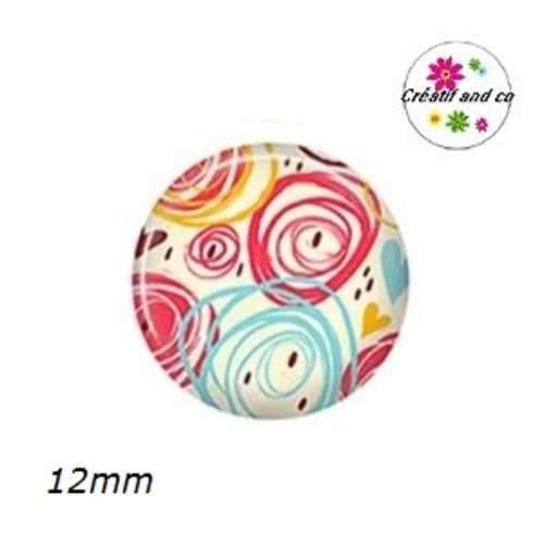X2 cabochons à motif 12mm