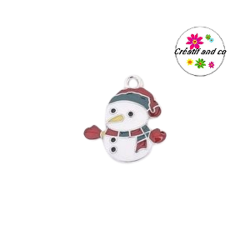 Breloque bonhomme de neige émail