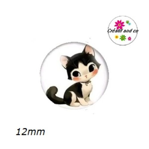 X2 cabochons chat vintage 12mm