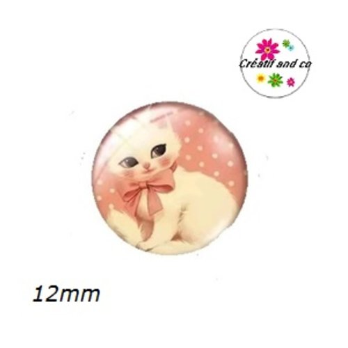 X2 cabochons chat vintage 12mm
