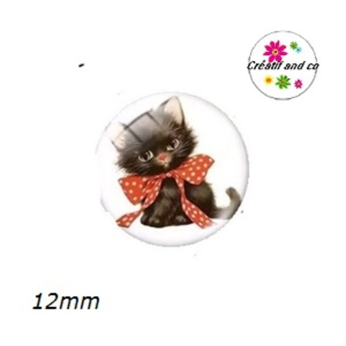 X2 cabochons chat vintage 12mm