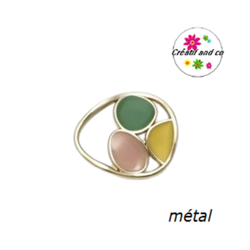 Bouton métallique oval irrégulier émail 18mm