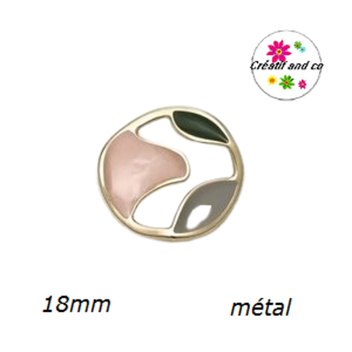 Bouton métallique rond irrégulier émail 18mm