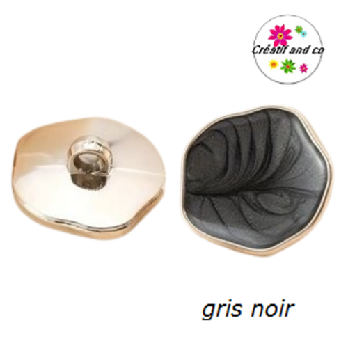 Bouton irrégulier effet marbré gris noir