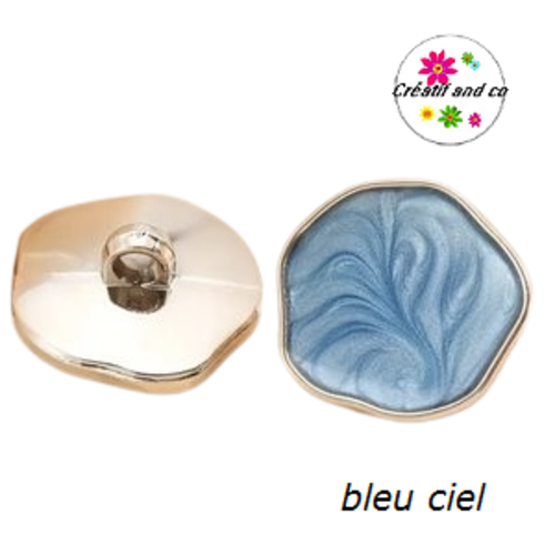 Bouton irrégulier effet marbré bleu ciel