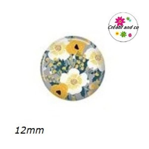 Cabochon fleuri 12mm