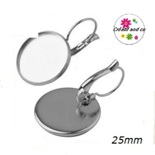Boucles d'oreilles à levier acier inoxydable pour cabochon 25mm