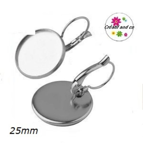 Boucles d'oreilles à levier acier inoxydable pour cabochon 25mm