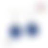 Boucle d'oreille bois  bleue pour cabochon 12mm