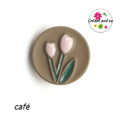 Bouton café motif tulipe