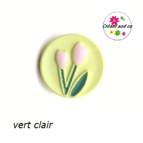 Bouton vert clair motif tulipe