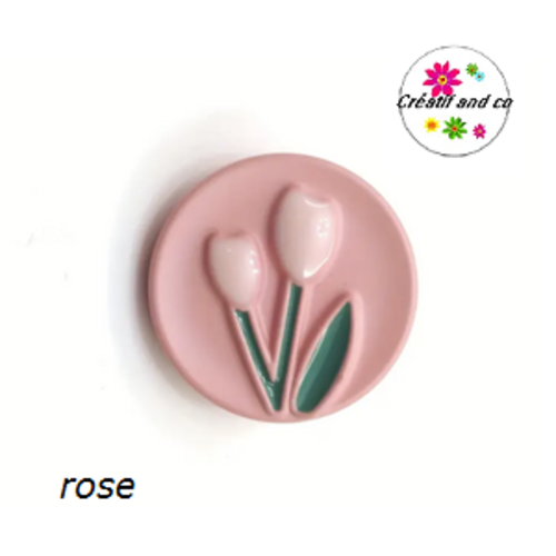 Bouton rose motif tulipe