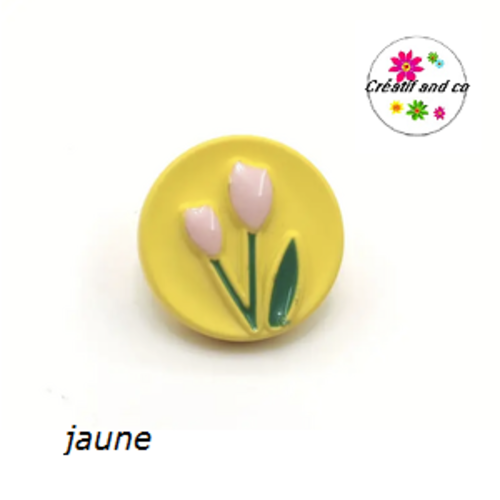 Bouton jaune motif tulipe