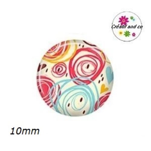 X2 cabochons à motif 10mm