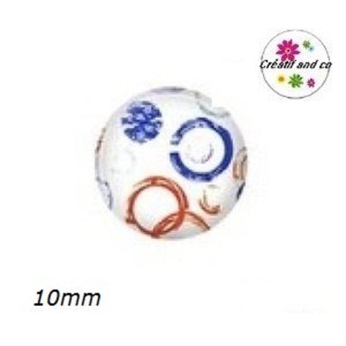 X2 cabochons à motif 10mm
