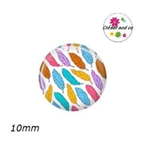 X2 cabochons plume 10mm