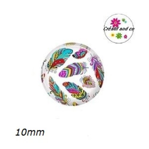 X2 cabochons plume 10mm