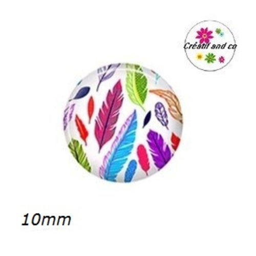 X2 cabochons plume 10mm