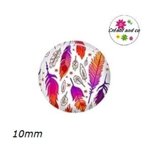 X2 cabochons plume 10mm