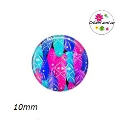X2 cabochons plume 10mm