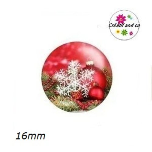 X2 cabochons flocon de neige 16mm