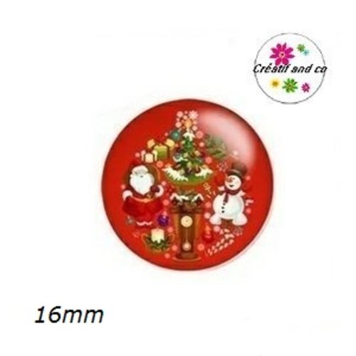 X2 cabochons père noël et bonhomme de neige 16mm