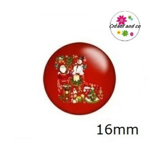 X2 cabochons père noël et bonhomme de neige 16mm