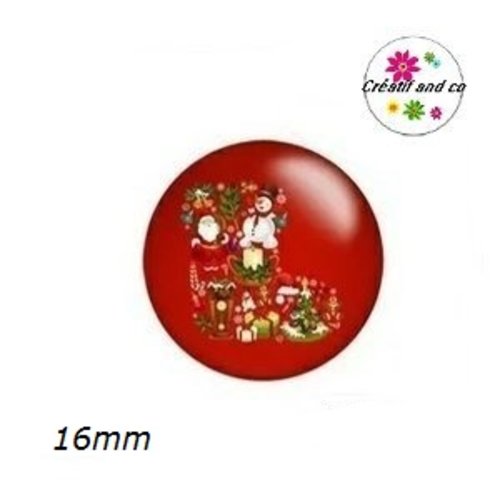 X2 cabochons père noël et bonhomme de neige 16mm