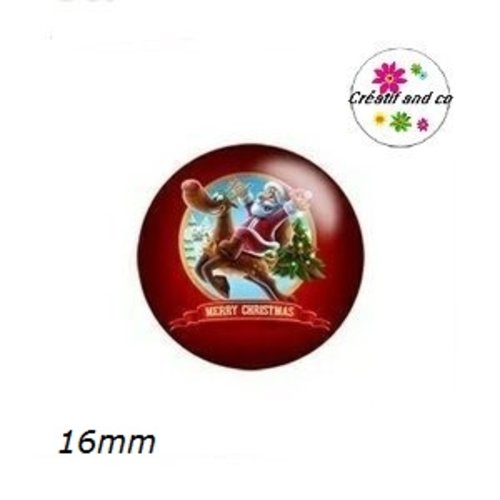 X2 cabochons père noël et cerf 16mm