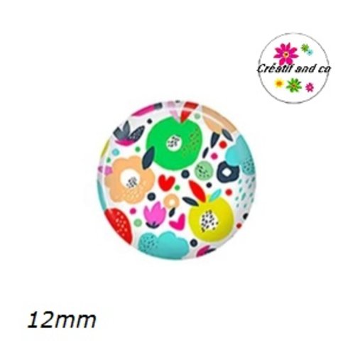 X2 cabochons fleuris 12mm