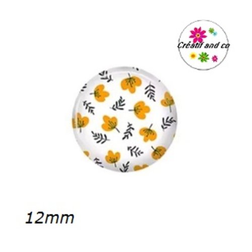 X2 cabochons fleuris 12mm