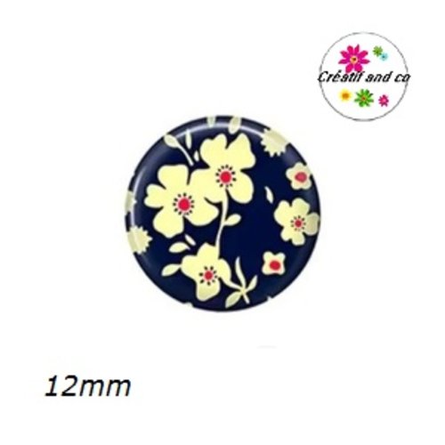 X2 cabochons fleuris 12mm